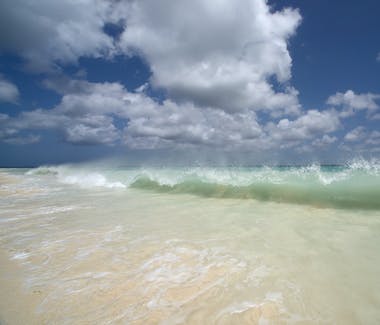 Waves crashing on a beach.